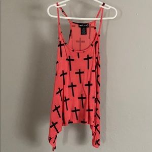 Pink tank with crosses